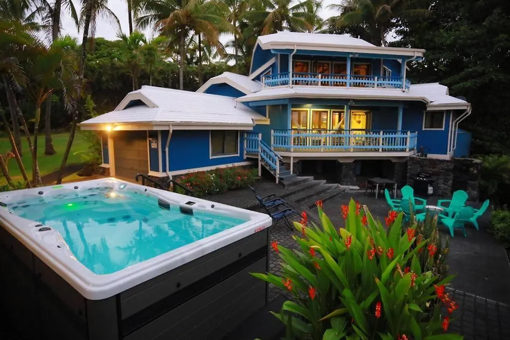 Kehena Black Sand Beach House - Ocean View Swim Spa Pahoa Holiday home